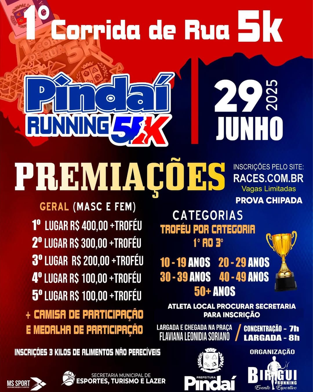 Pindaí realiza sua 1ª Corrida de Rua 5K com participação de 200 atletas