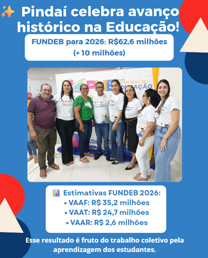 Pindaí registra crescimento histórico nas estimativas do FUNDEB para 2026